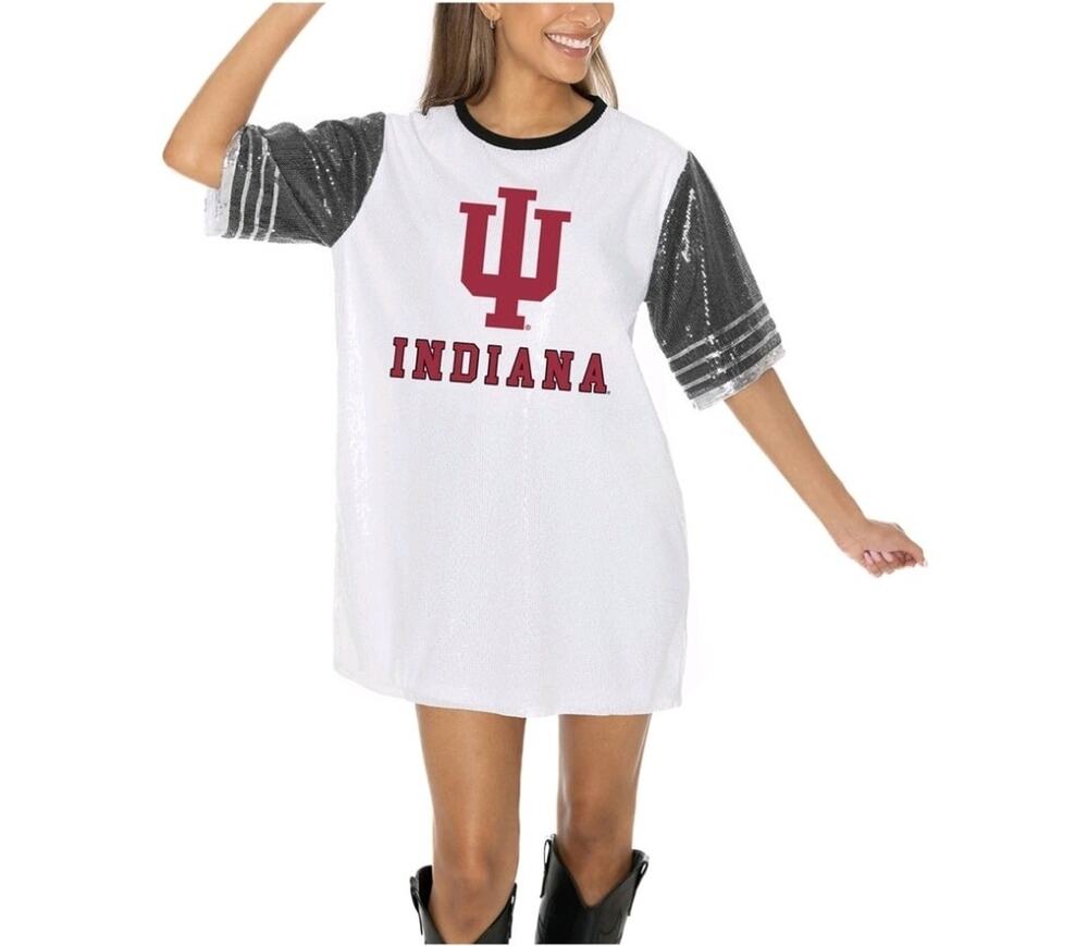 Women's Gameday Couture White Indiana Hoosiers Full Sequin Jersey Dress Size L